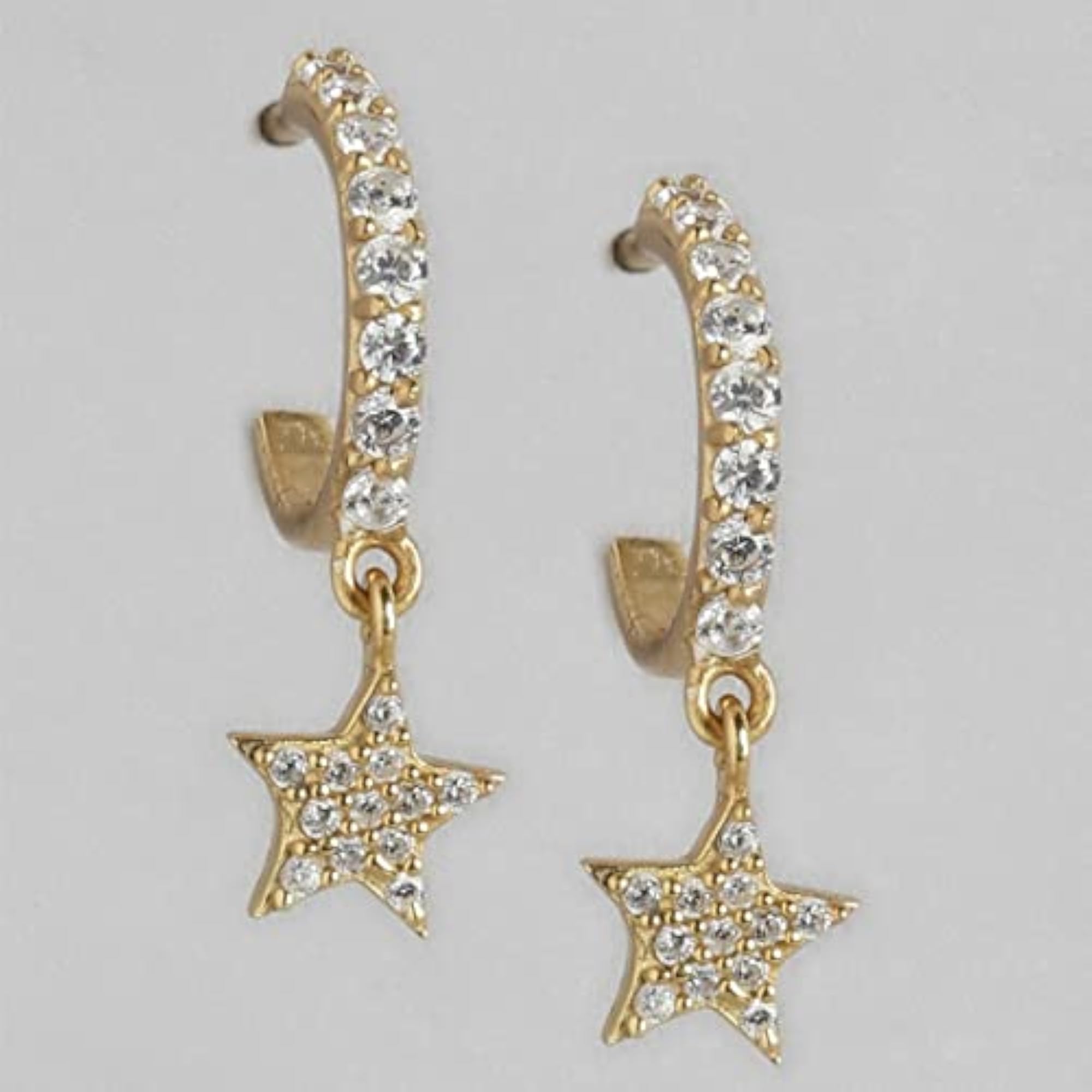 Women's 925 Sterling Silver Cubic Zirconia Star Rose Gold Plating Stud Earrings